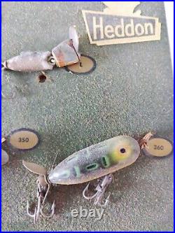 Vintage Rare One of a Kind Heddon Store Display With 16 Vintage Lures. Nice