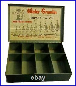 Vintage Rare Water Gremlin Store Display. Steel Dipsey Swivel Box. 9×3×2 PDQ