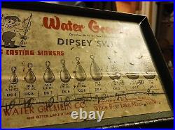 Vintage Rare Water Gremlin Store Display. Steel Dipsey Swivel Box. 9×3×2 PDQ