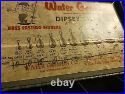 Vintage Rare Water Gremlin Store Display. Steel Dipsey Swivel Box. 9×3×2 PDQ