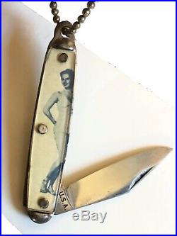 Vintage Risqué Girlie Pinup Keychain Mini Knives Ideal Midget Store Display Rare