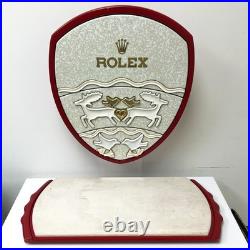 Vintage Rolex Dealer Display Shield Red Wood Store Sign with Moose & Birds Rare