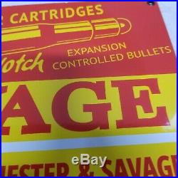 Vintage Savage Bullets Porcelain Sign. 30-30 Winchester Smokeless Remington Rare