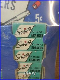 Vintage Scripto No Smudge Erasers New Old Stock Store Display 9X 6 RARE