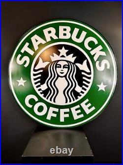 Vintage Starbucks Coffee Sign RARE OLD LOGO Top Panel Store Display Sign 37