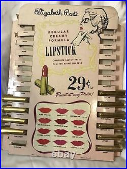 Vintage Store Counter Display Of Elizabeth Post Lipsticks. Rare