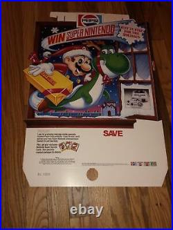 Vintage Super Nintendo Store Display Sign Pepsi Christmas Mario Promo RARE Yoshi