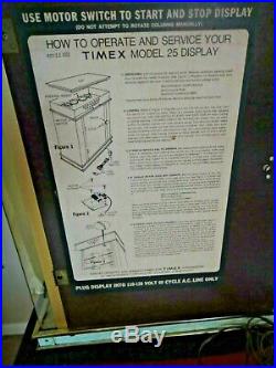 Vintage TIMEX WRIST WATCH ADVERTISING STORE DISPLAY CASE LIGHTS ROTATES KEY RARE