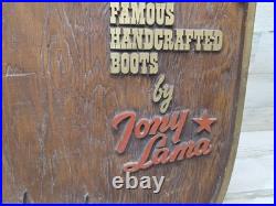 Vintage Tony Lama Boots Store Display Sign Very Cool Rare Countertop Or Wall