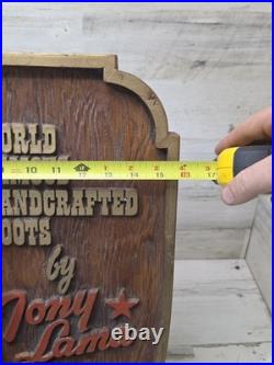 Vintage Tony Lama Boots Store Display Sign Very Cool Rare Countertop Or Wall