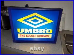 Vintage Umbro The Soccer Company Light Up Store Display Sign Decor Working RARE