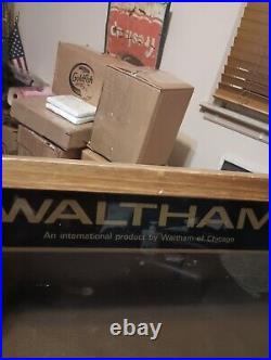 Vintage Waltham Pocket Watch Countertop Display Case Sign County Store Rare