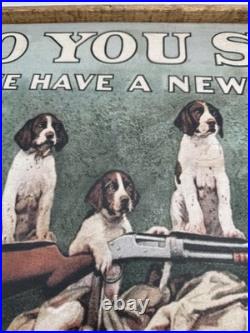 Vntg Winchester Do You Shoot Wood Framed Printed Store Display RARE 32 x 25