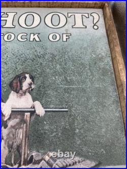 Vntg Winchester Do You Shoot Wood Framed Printed Store Display RARE 32 x 25