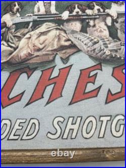 Vntg Winchester Do You Shoot Wood Framed Printed Store Display RARE 32 x 25