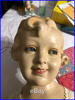 Vtg 1920s Antique GLASS EYE Child STORE DISPLAY MANNEQUIN Doll Composition Rare