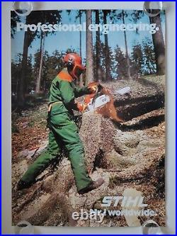 Vtg 1980's Stihl #1 Chainsaw Retailer Poster 33x24 Rare Promo Sign Advertising