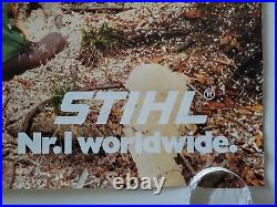 Vtg 1980's Stihl #1 Chainsaw Retailer Poster 33x24 Rare Promo Sign Advertising