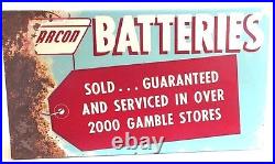 Vtg ARCON Batteries Metal Advertising Store Display Sign RARE Gamble Store MN