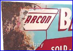 Vtg ARCON Batteries Metal Advertising Store Display Sign RARE Gamble Store MN