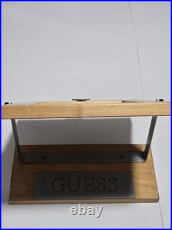Vtg GUESS U. S. A. Rotating Mirror Store Display Wooden Mounted On Stand Rare