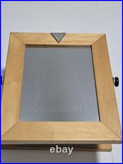 Vtg GUESS U. S. A. Rotating Mirror Store Display Wooden Mounted On Stand Rare