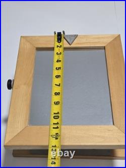 Vtg GUESS U. S. A. Rotating Mirror Store Display Wooden Mounted On Stand Rare