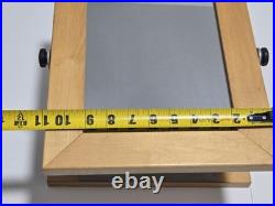 Vtg GUESS U. S. A. Rotating Mirror Store Display Wooden Mounted On Stand Rare