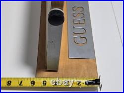 Vtg GUESS U. S. A. Rotating Mirror Store Display Wooden Mounted On Stand Rare