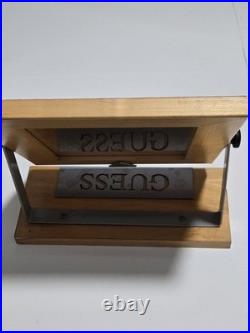 Vtg GUESS U. S. A. Rotating Mirror Store Display Wooden Mounted On Stand Rare