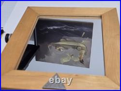 Vtg GUESS U. S. A. Rotating Mirror Store Display Wooden Mounted On Stand Rare