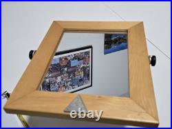 Vtg GUESS U. S. A. Rotating Mirror Store Display Wooden Mounted On Stand Rare
