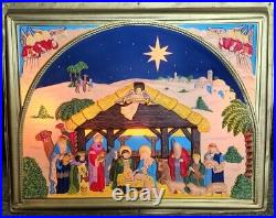 Vtg Htf Rare 1955 Antique Noma Lites Vinylite Store Display Nativity Scene
