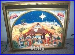 Vtg Htf Rare 1955 Antique Noma Lites Vinylite Store Display Nativity Scene