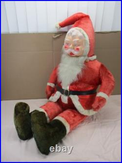 Vtg RARE 1940's-50's HUGE 4 Foot Stuffed Santa Claus Store Display Plastic Face