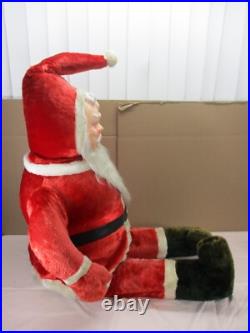 Vtg RARE 1940's-50's HUGE 4 Foot Stuffed Santa Claus Store Display Plastic Face