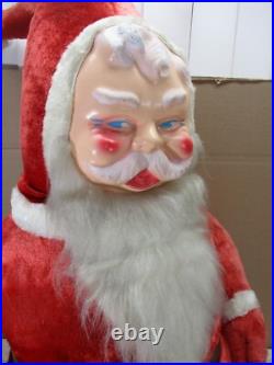 Vtg RARE 1940's-50's HUGE 4 Foot Stuffed Santa Claus Store Display Plastic Face