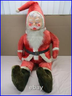 Vtg RARE 1940's-50's HUGE 4 Foot Stuffed Santa Claus Store Display Plastic Face