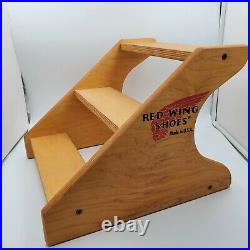 Vtg Rare Red Wing Shoes Boots Wooden Stool 3 Step Store Display Made In USA