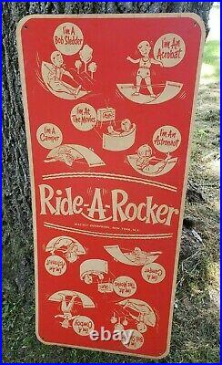 Vtg Store Advertising Toy Display Sign Ride A Rocker By Mac Rey 50-60's RARE