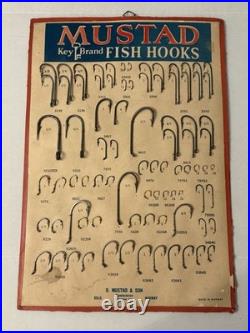 X-RARE/SCARCE ORIGINAL 1930s-40sMUSTAD Key Brand FISH HOOKS STORE DISPLAY/NORWAY
