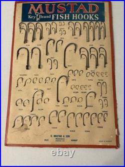 X-RARE/SCARCE ORIGINAL 1930s-40sMUSTAD Key Brand FISH HOOKS STORE DISPLAY/NORWAY