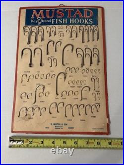 X-RARE/SCARCE ORIGINAL 1930s-40sMUSTAD Key Brand FISH HOOKS STORE DISPLAY/NORWAY