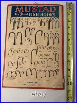 X-RARE/SCARCE ORIGINAL 1930s-40sMUSTAD Key Brand FISH HOOKS STORE DISPLAY/NORWAY