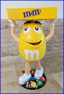 Yellow M&M Character Large Candy Store Display With Storage Tray 44in Tall RARE
